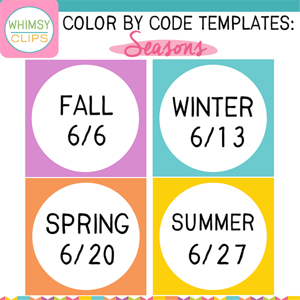 Four Seasons Color By Code Clip Art Template