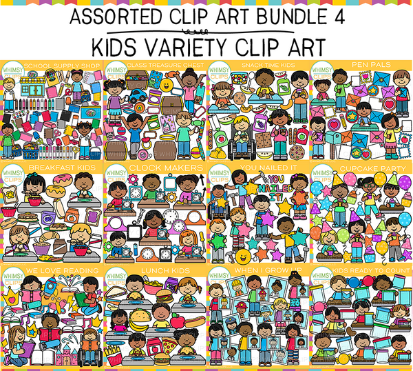 Assorted Kids Clip Art Bundle Four