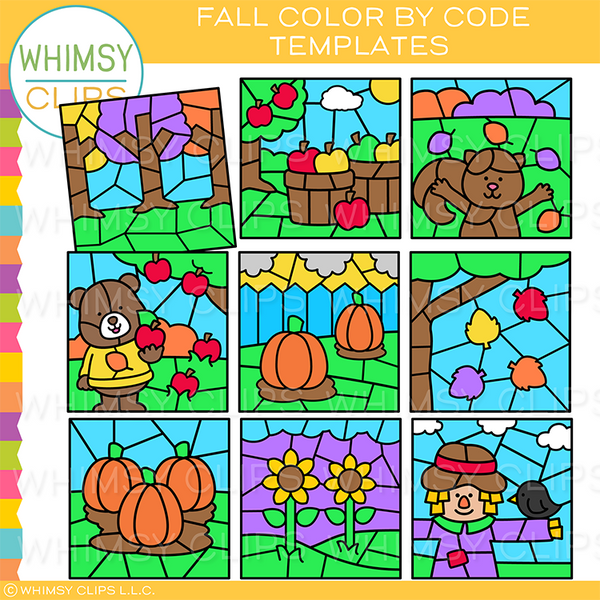 Four Seasons Color By Code Clip Art Template