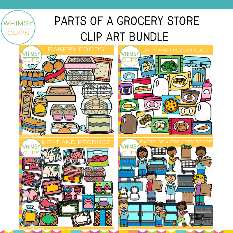 Parts of a Grocery Store Clip Art Bundle, Images & Illustrations ...