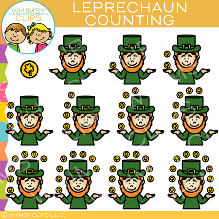 Leprechaun and Coins Counting Clip Art