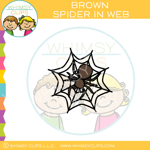 Brown Spider In Web Clip Art