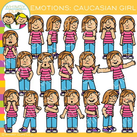 Emotions Clip Art: Caucasian Girl