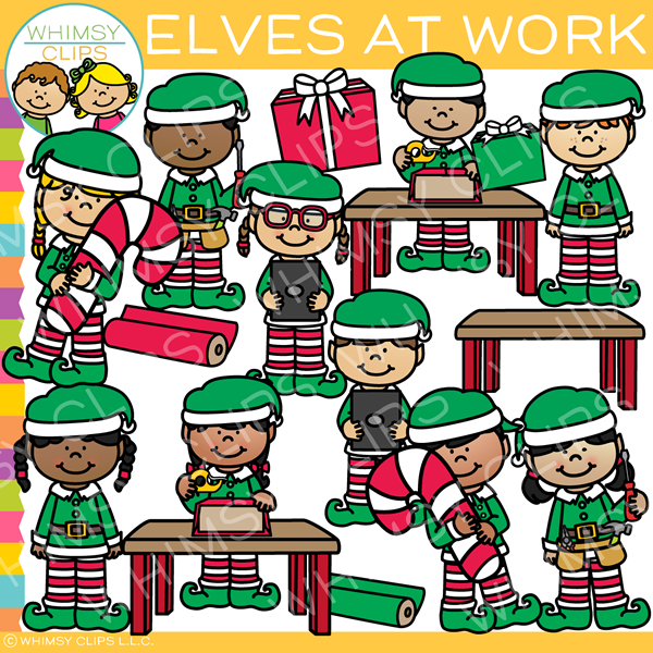 Elves at Work Clip Art