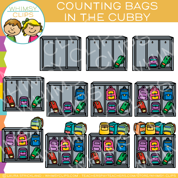 Counting Backpacks in a Cubby Clip Art – Whimsy Clips