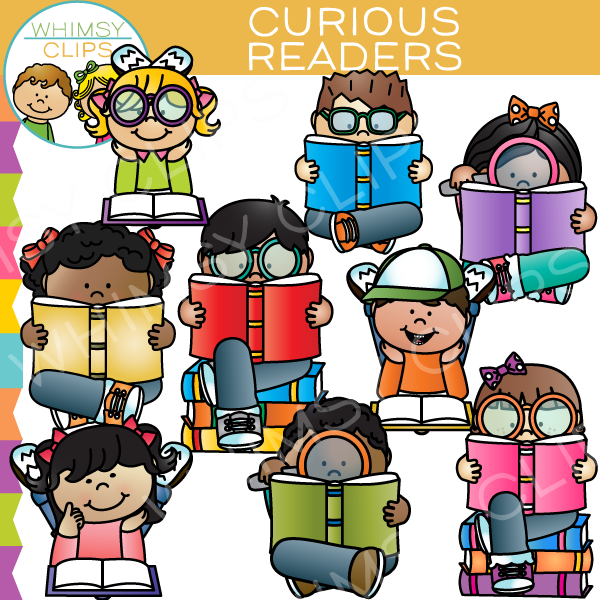 Curious Readers Reading Clip Art