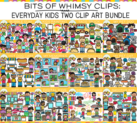 Bits of Whimsy Clips: Everyday Kids Two Clip Art BUNDLE