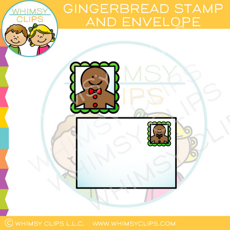 Gingerbread Stamp and Envelope Clip Art
