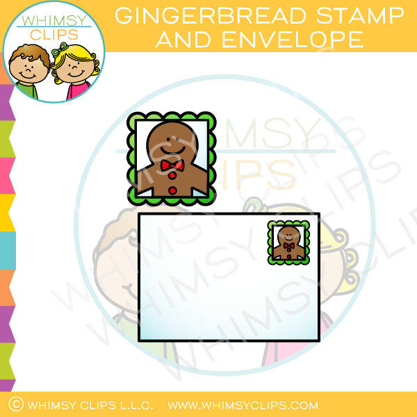 Gingerbread Stamp and Envelope Clip Art