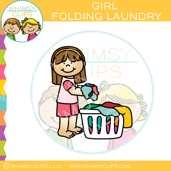 Girl Putting Laundry in Basket