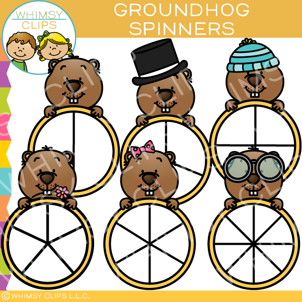 Groundhog Spinners Clip Art