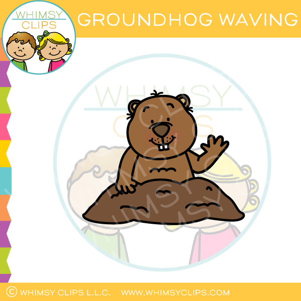 Groundhog Waving Clip Art