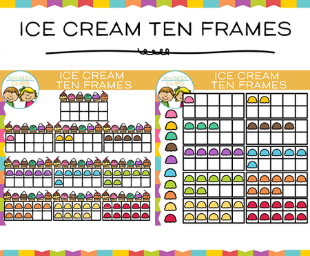 Ice Cream Ten Frames Clip Art