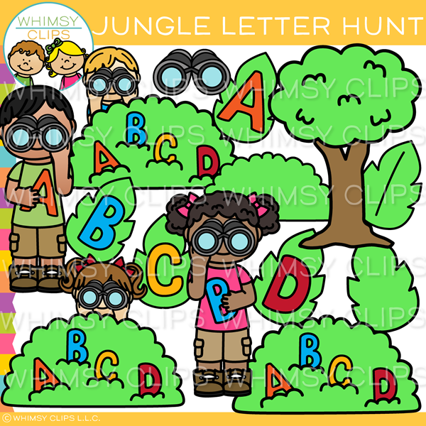 Hunting for Letters in the Jungle Clip Art