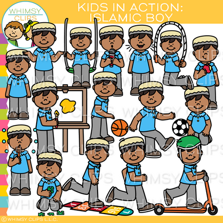 Kids In Action - Islamic Boy Clip Art