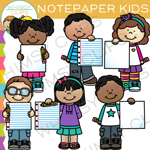 Kids Holding Paper Clip Art