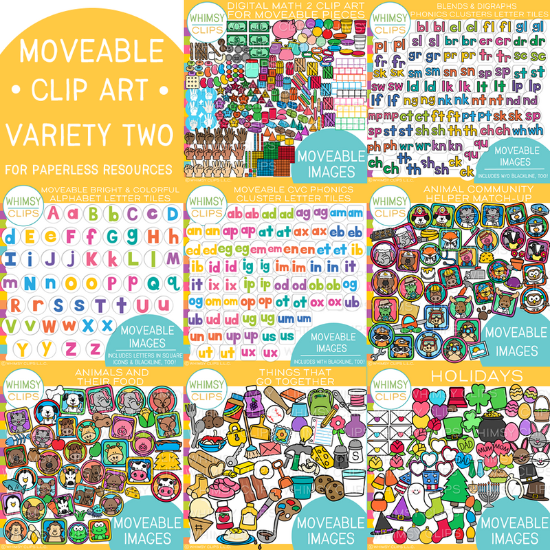 Moveable Clip Art Bundle TWO for Paperless Resources – Whimsy Clips