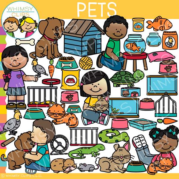 Kids with Pets Clip Art