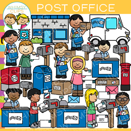 Kids at the Post Office Clip Art
