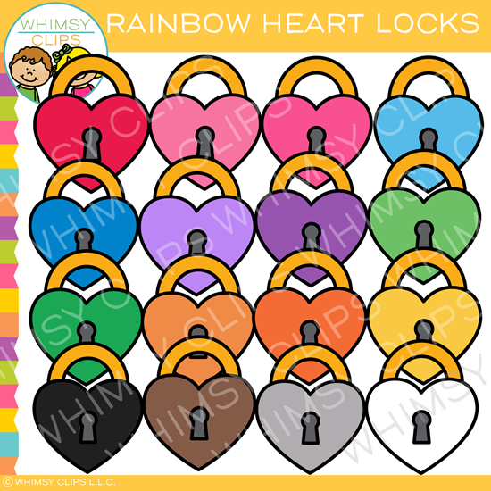 Colorful Rainbow Heart Lock Clip Art