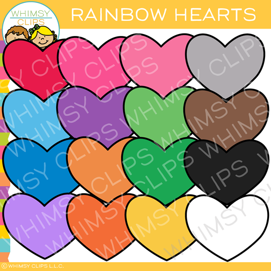 Colorful Rainbow Hearts Clip Art