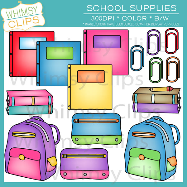 Backpack Cliparts, Back to School Bag Clip Arts, Colorful Backpacks Clip  Arts