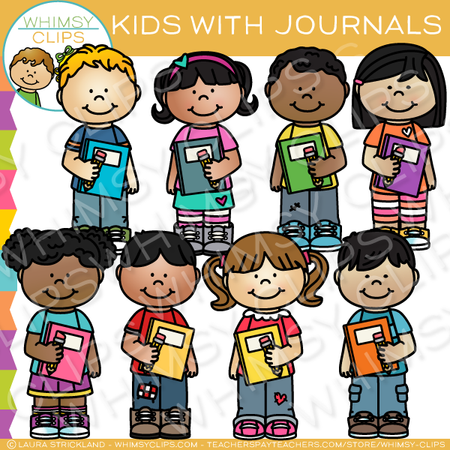 School Kids Journal Writing Clip Art