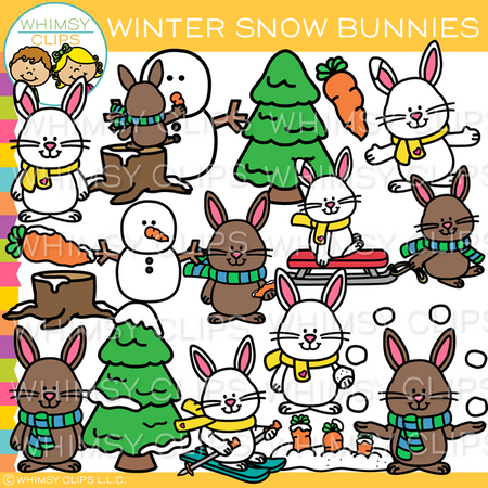 Winter Snow Bunnies Clip Art