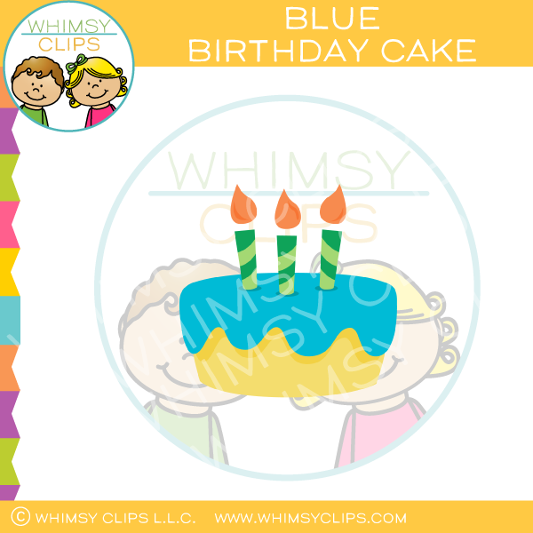 Yellow Blue Birthday Cake Clip Art