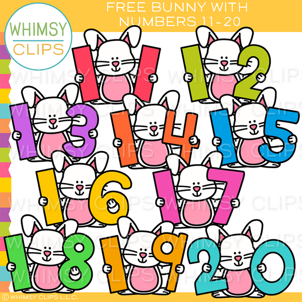 Free Bunny With Numbers 11-20 Clip Art