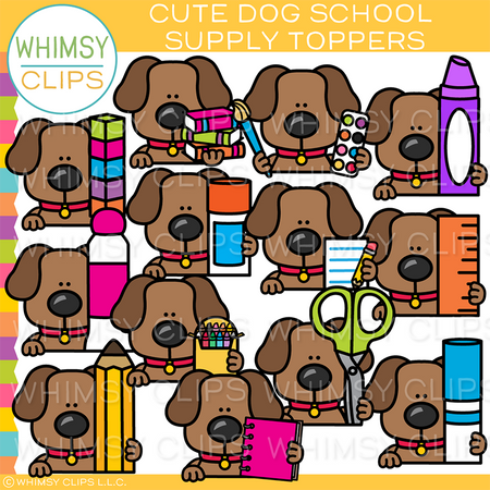 Dog School Supply Toppers Clip Art