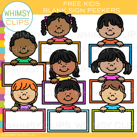 Kids Blank Sign Peekers Clip Art