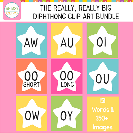 Really Big Diphthongs Clip Art GROWING Bundle