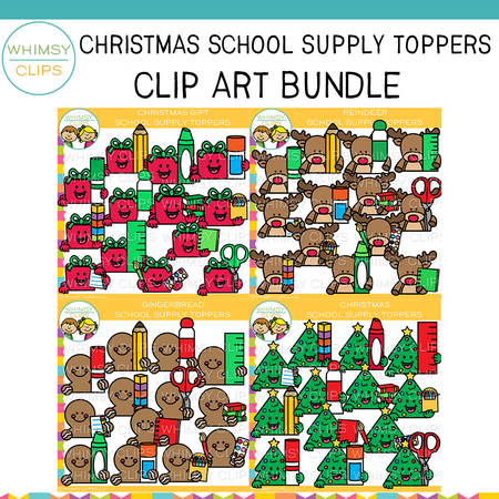 Christmas School Supply Toppers Clip Art