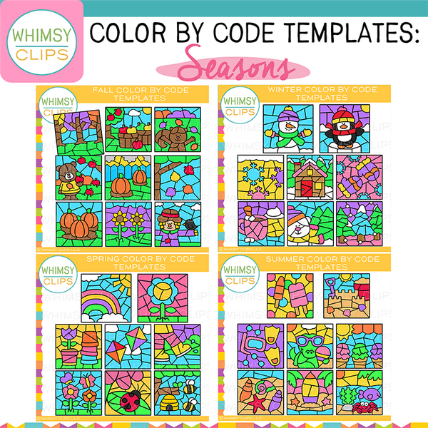 Seasons Color By Code Clip Art Templates