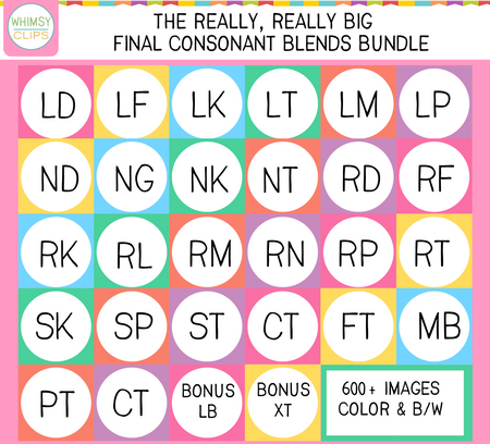 The Really Big Final Consonant Blends (Ending Blends) Clip Art GROWING Bundle