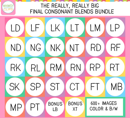 The Really Big Final Consonant Blends (Ending Blends) Clip Art GROWING Bundle