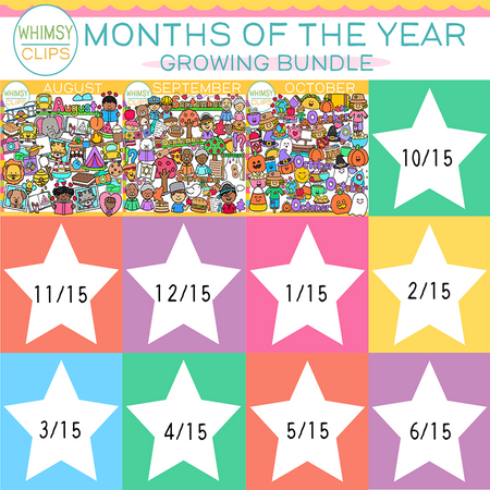 Months of the Year Clip Art Growing Bundle
