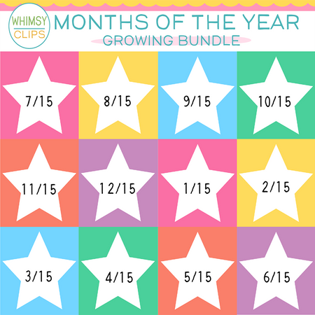 Months of the Year Clip Art Growing Bundle