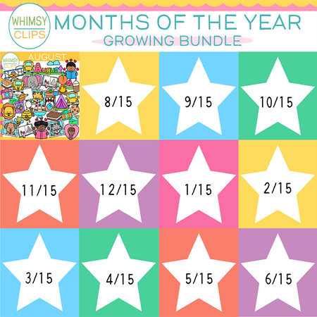 Months of the Year Clip Art Growing Bundle