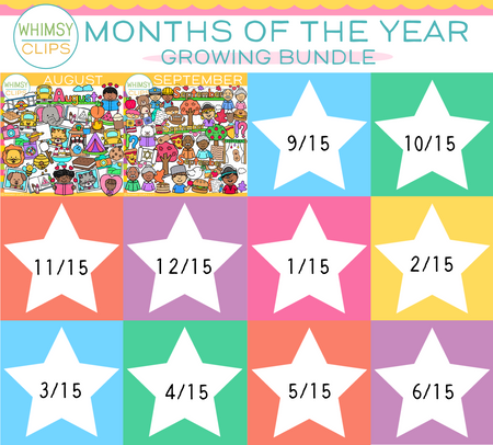 Months of the Year Clip Art Growing Bundle