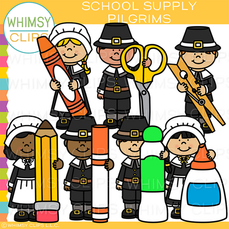 School Supply Pilgrims Clip Art