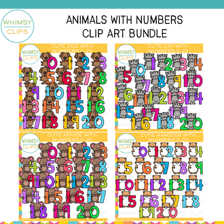 Animals with Numbers Clip Art