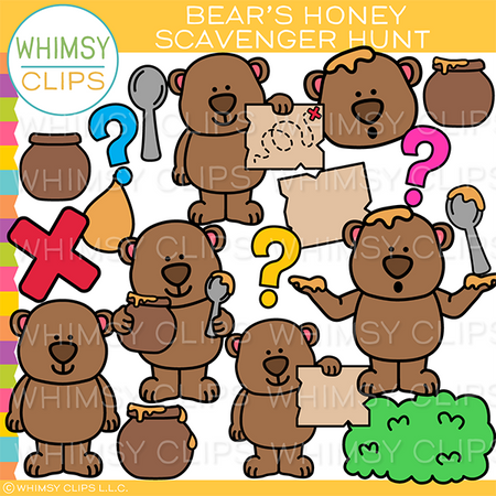 Bear Honey Scavenger Hunt Shop Clip Art