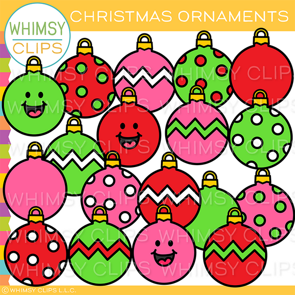 Bright and Colorful Christmas Ornaments Clip Art