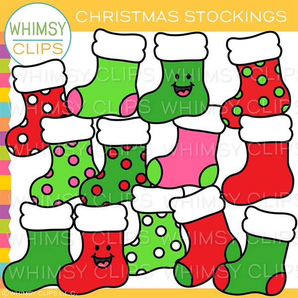 Bright and Colorful Christmas Stockings Clip Art
