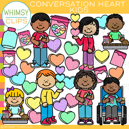 Conversation Heart Kids Clip Art