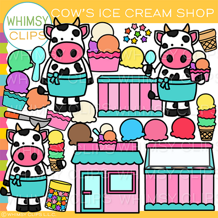 Cow Ice Cream Shop Clip Art