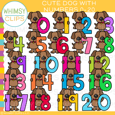 Cute Dog With Numbers Clip Art
