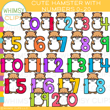 Cute Hamster With Numbers Clip Art